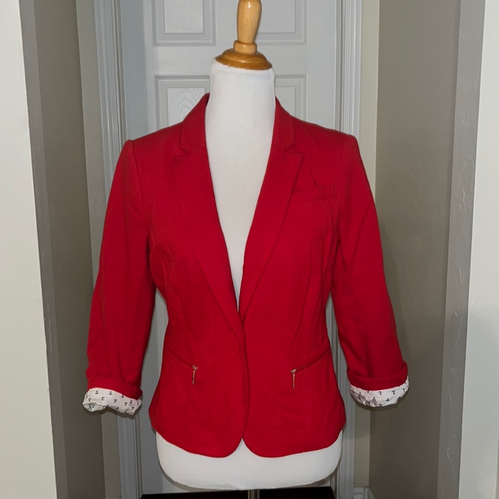 Red Casual Blazer